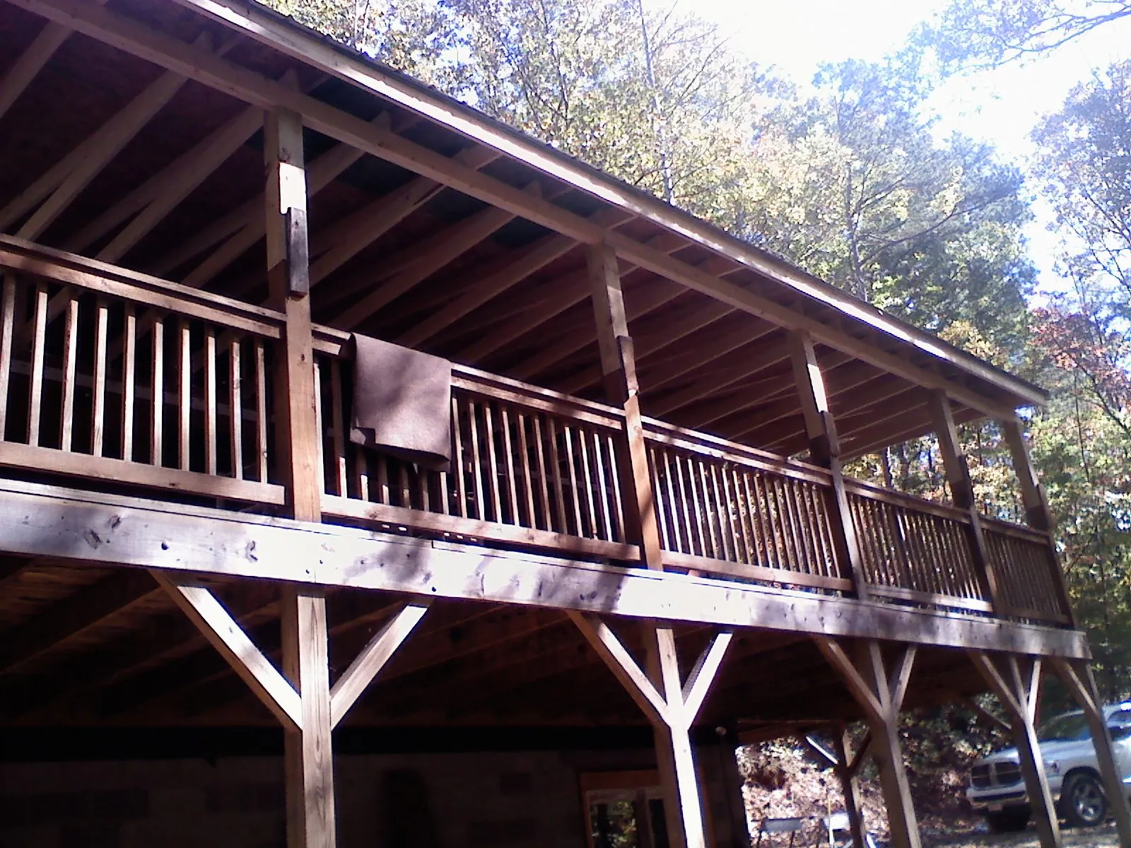 Timber framing under a new elevated porch and deck — Roof Leak Repair in Ridgely by Roofing Brothers